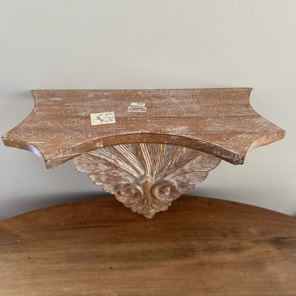Pair of Carved Acanthus Leaf Solid Wood Wall Mounted Shelves Made in Indonesia - Picture 7 of 11